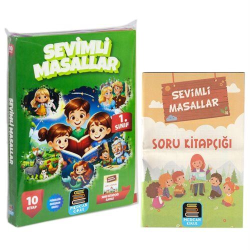 Mercan Okul Yayınları 1. Sınıf Okuma Seti Sevimli Masallar 10 Kitap + Soru Kitapçığı İlaveli