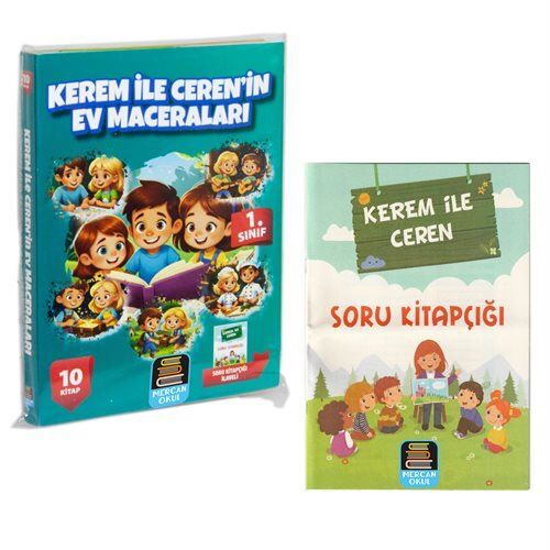 Mercan Okul Yayınları 1. Sınıf Okuma Seti Kerem İle Ceren Ev Maceraları 10 Kitap + Soru Kitapçığı İlaveli