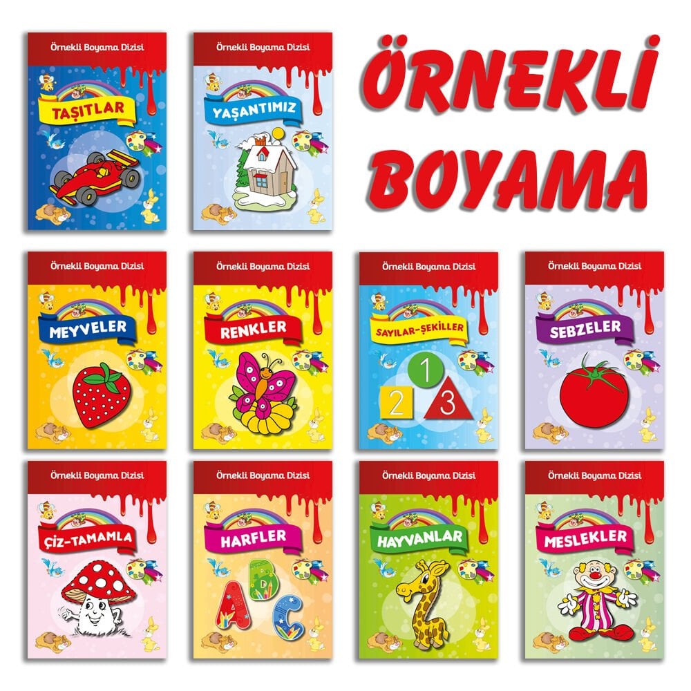 Örnekli Boyama Dizisi Renkli (10 Kitap Set)