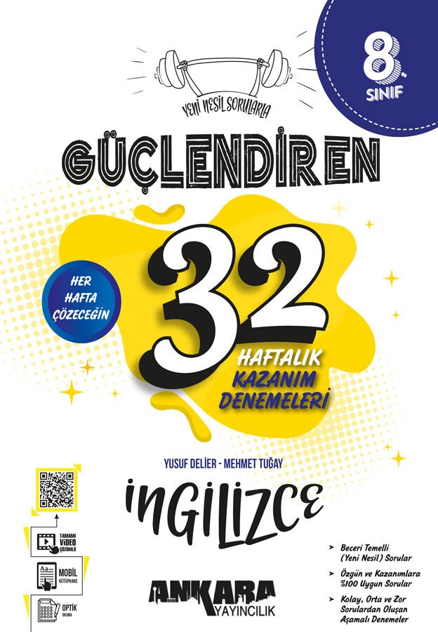 Ankara Yayıncılık 8.Sınıf Güçlendiren 32 Haftalık İngilizce Kazanım Denemeleri