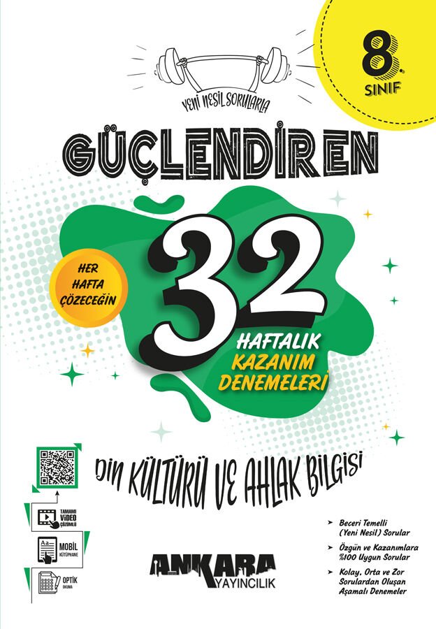 Ankara Yayıncılık 8.Sınıf Güçlendiren 32 Haftalık Din Kültürü ve Ahlak Bilgisi Kazanım Denemeleri