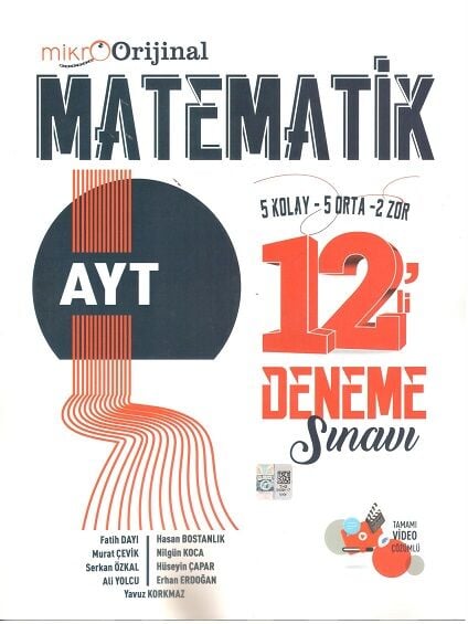 Orijinal Yayınları Mikro Orijinal Ayt Matematik 12'Li Deneme Sınavı