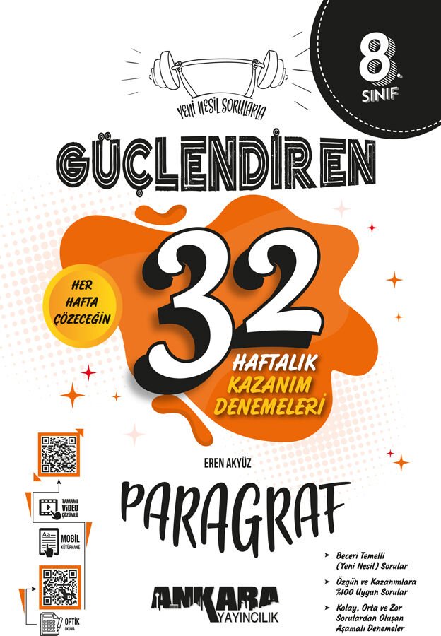 Ankara Yayıncılık 8.Sınıf Güçlendiren 32 Haftalık Paragraf Kazanım Denemeleri