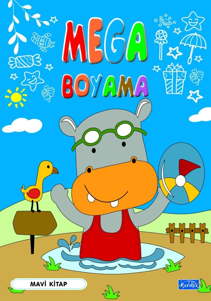 Parıltı Yayıncılık Mega Boyama-Mavi Kitap