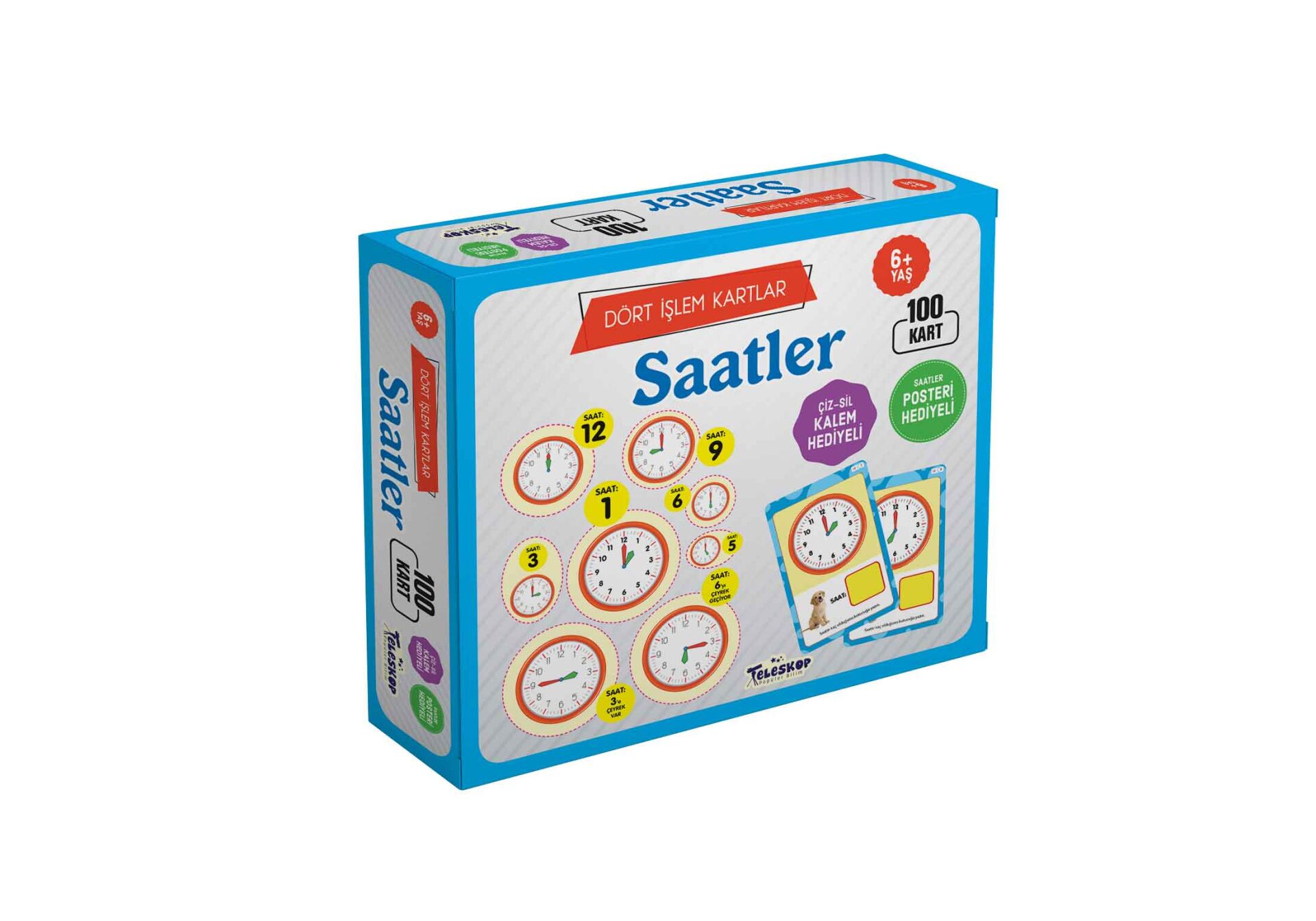 Dört İşlem Kartları - Saatler (6 Yaş)