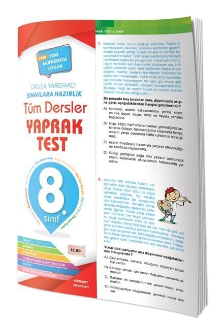 Tüm Dersler Yaprak Test 8.Sınıf /4 Element