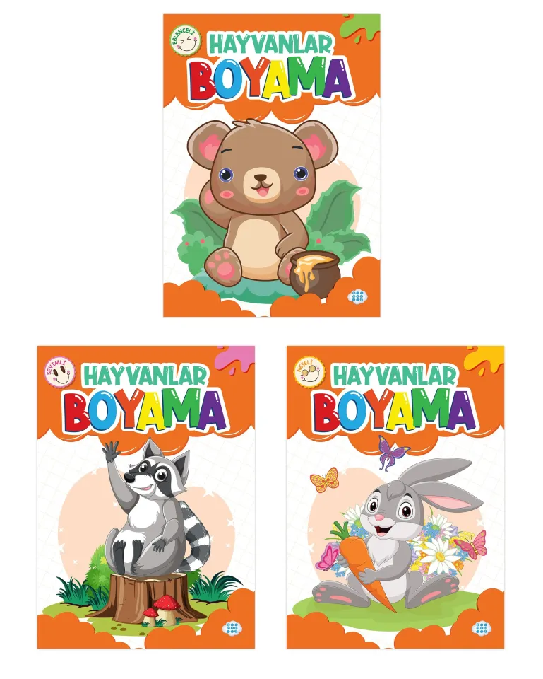 Dokuz Yayınları Hayvanlar Boyama Seti 3 Kitap Set