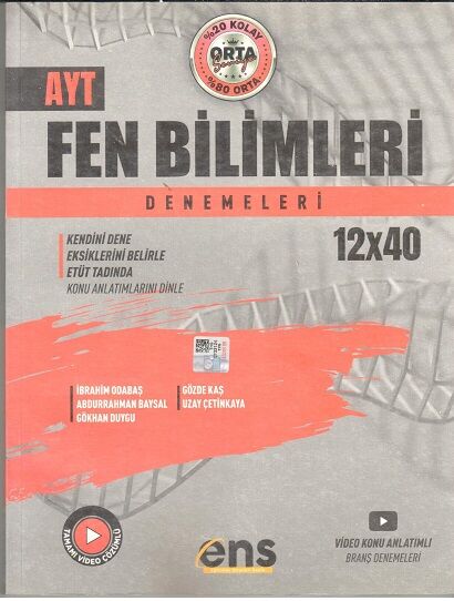 Ens Destek Yayınları Ayt Fen Bilimleri Denemeleri 12x40