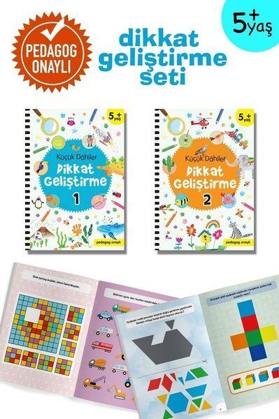 Küçük Dahiler Dikkat Geliştirme Seti (2 Kitap Takım) – 5+ Yaş (Pedagog Onaylı)