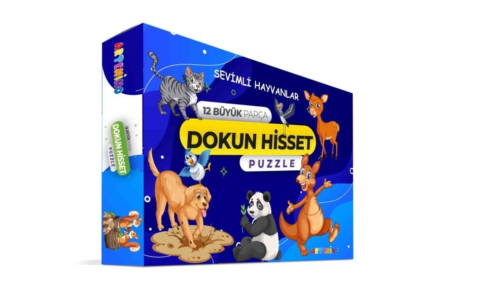 Artenino Sevimli Hayvanları 12 Büyük Parça Dokun Hisset Puzzle