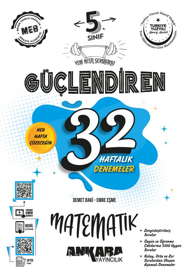 Ankara Yayıncılık 5. Sınıf 32 Haftalık Güçlendiren Matematik Kazanım Denemeleri