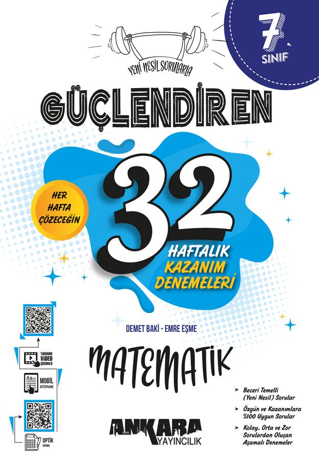 Ankara Yayıncılık 7.Sınıf 32 Haftalık Güçlendiren Matematik Kazanım Denemeleri