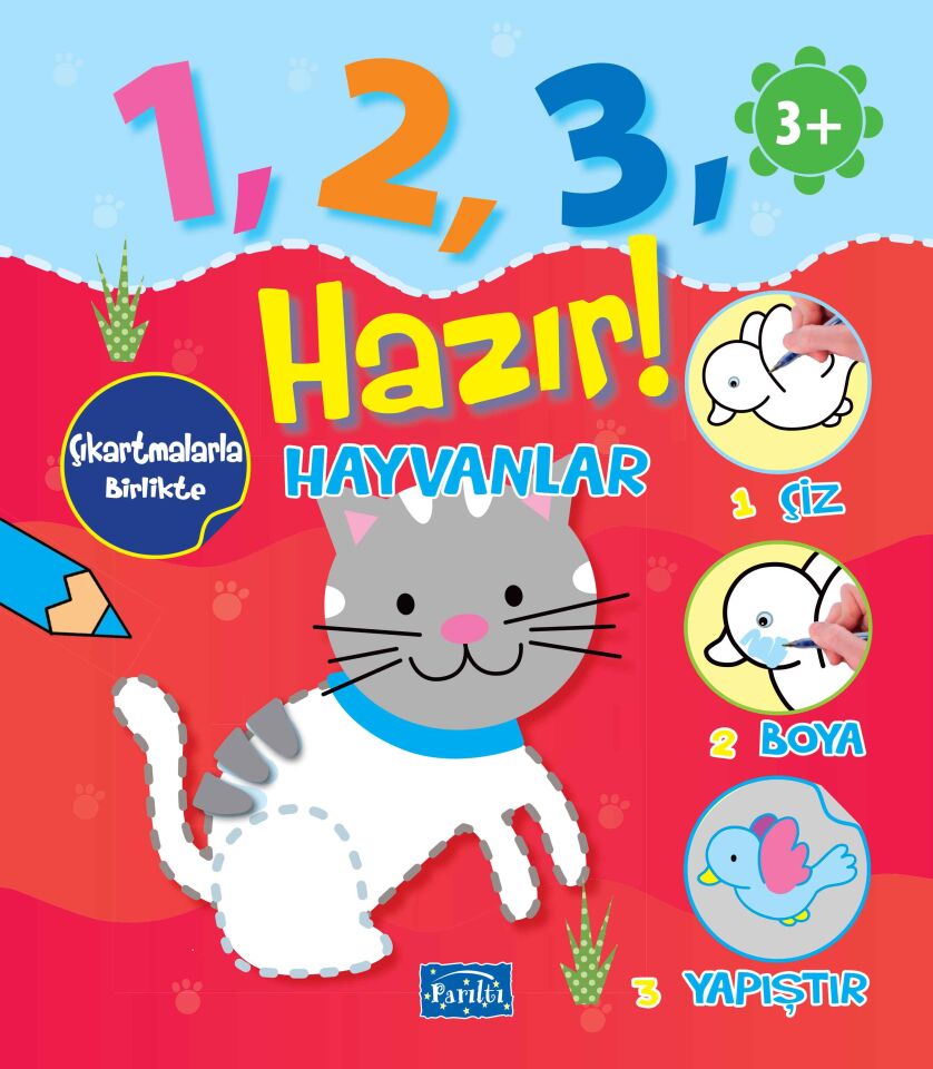 Parıltı Yayıncılık 1 2 3 Hazır Serisi Hayvanlar Çıkartmalı  3+ Yaş