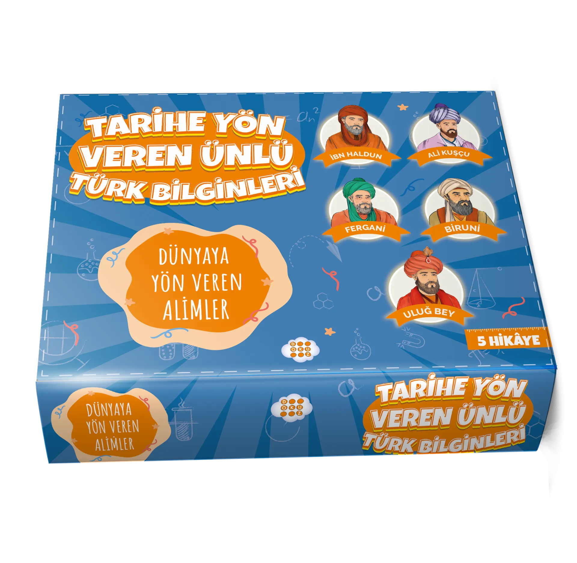 Dokuz Yayınları Tarihe Yön Veren Ünlü Türk Bilginleri-Dünyaya Yön Veren Alimler 5 Kitap Kutulu Set Cezmi Ersöz