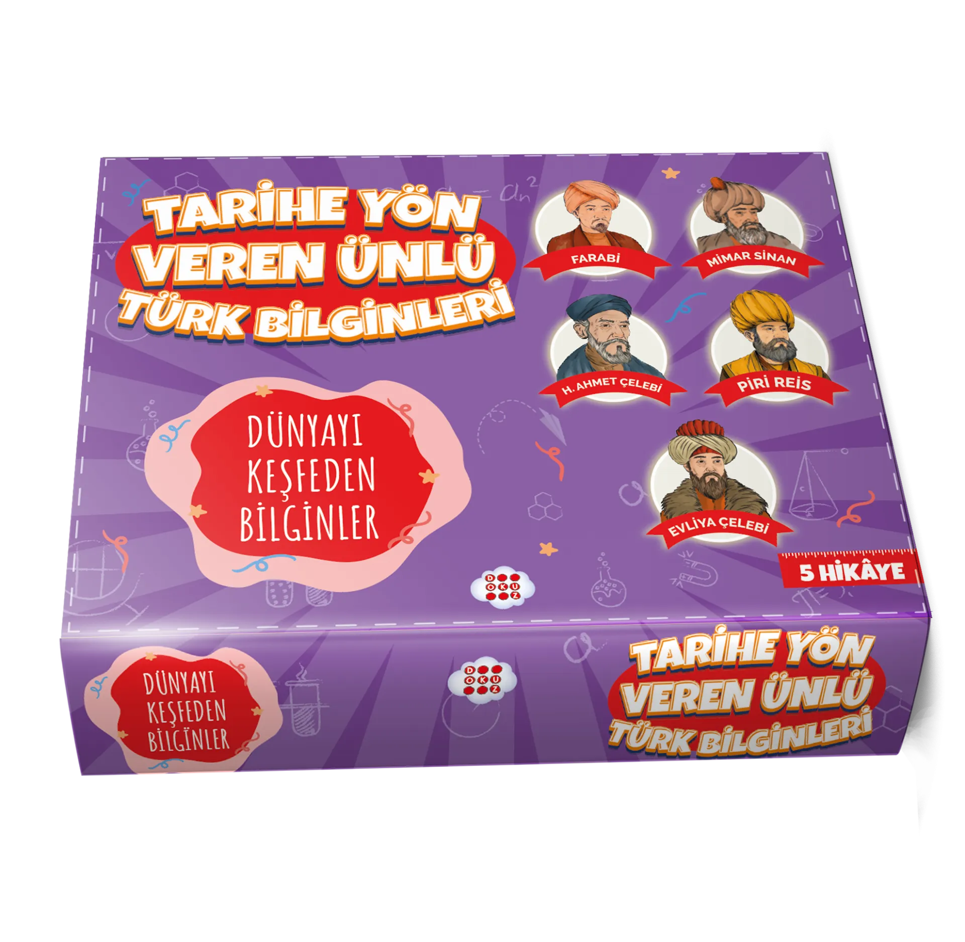 Dokuz Yayınları Tarihe Yön Veren Ünlü Türk Bilginleri-Dünyayı Keşfeden Bilginler 5 Kitap Kutulu Set Cezmi Ersöz