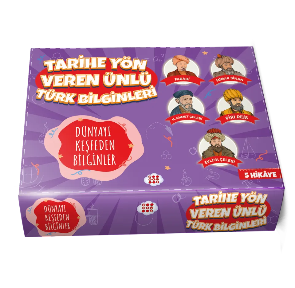 Dokuz Yayınları Tarihe Yön Veren Ünlü Türk Bilginleri-Dünyayı Keşfeden Bilginler 5 Kitap Kutulu Set Cezmi Ersöz